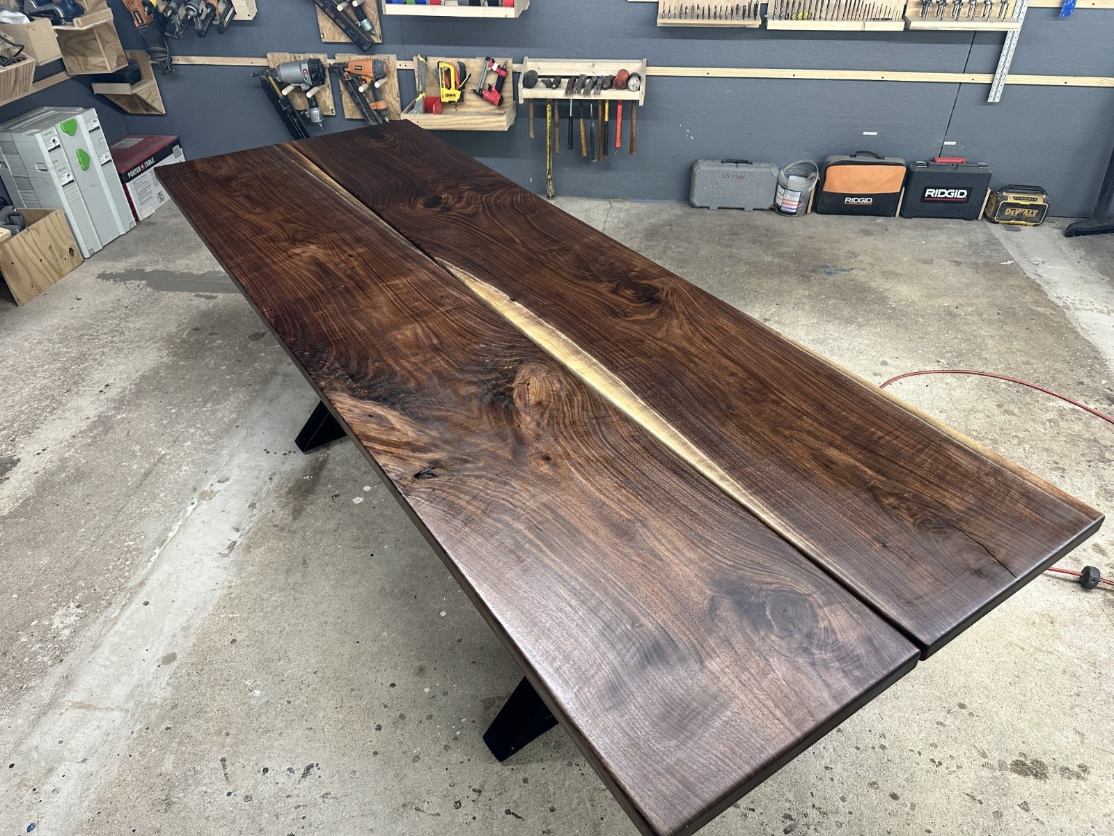 hand made walnut dinner table