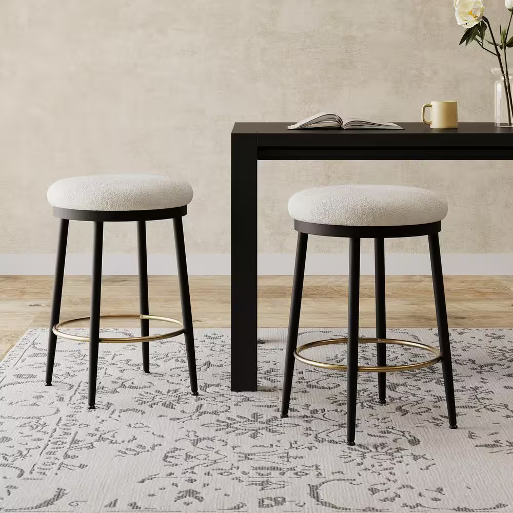 Altrium 24.75 In. Modern Upholstered Cushioned Counter Stools with Footrest, Iro