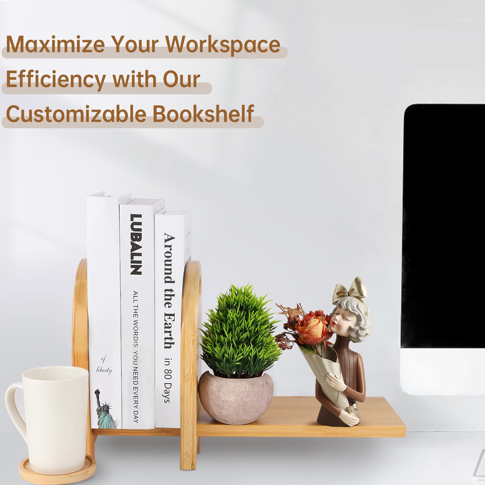 Tabletop Bookshelf – Expandable Desktop Bookcase – No Tools Required to Assem…