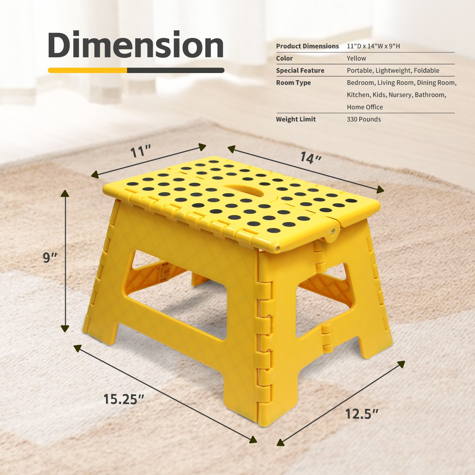 MaxWorks Folding Step Stool – 9″ Height 330 lb Capacity – Compact Portable 50969