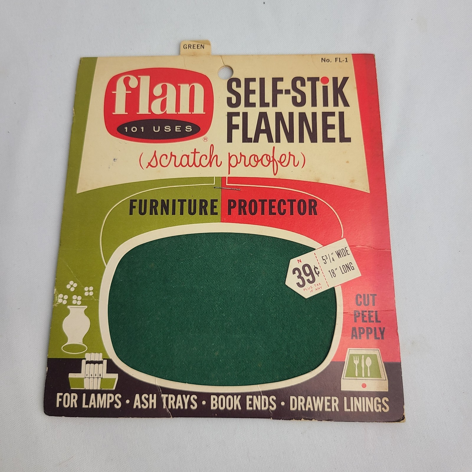 Vintage NOS 1965 Flan Self Stick Flannel Furniture Protector Scratch Proofer MCM