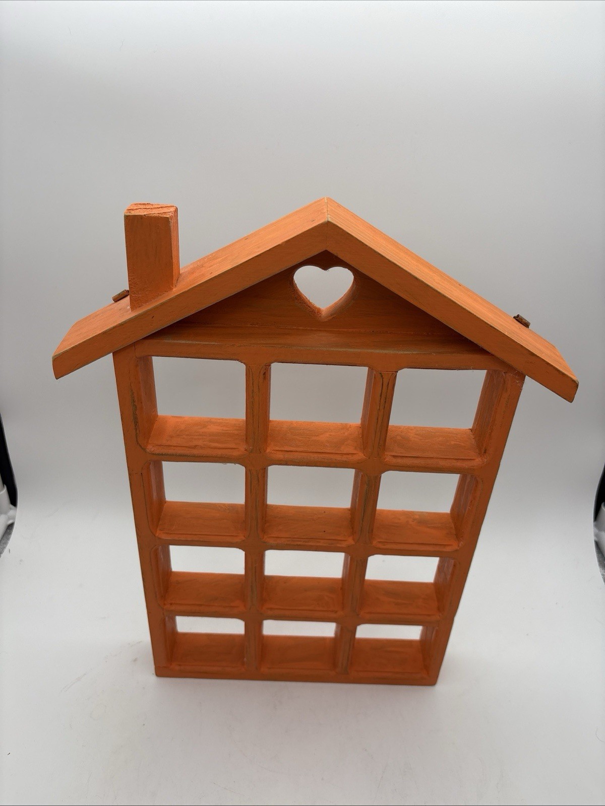 VTG Wooden Trinket House Heart Tchotchke Shelf Boho Cottagecore 14.5” Painted