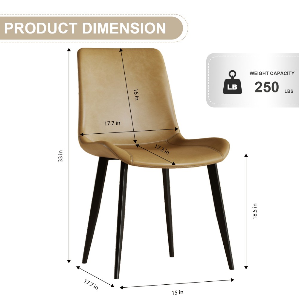 4 Dining Chairs PU Leather Carbon Steel Legs Curved Backrest Padded Seats