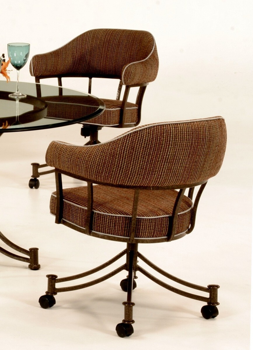 Tempo Furniture Lodge Swivel & Tilt Caster Dining Armchair Arm Chair (USA-Made)
