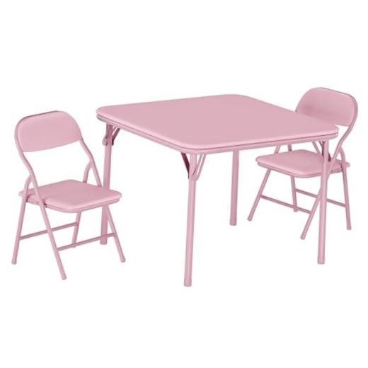 GAOMON 3 Piece Set Folding Table and Chairs Set, Boys 3 Piece Set(square) Pink