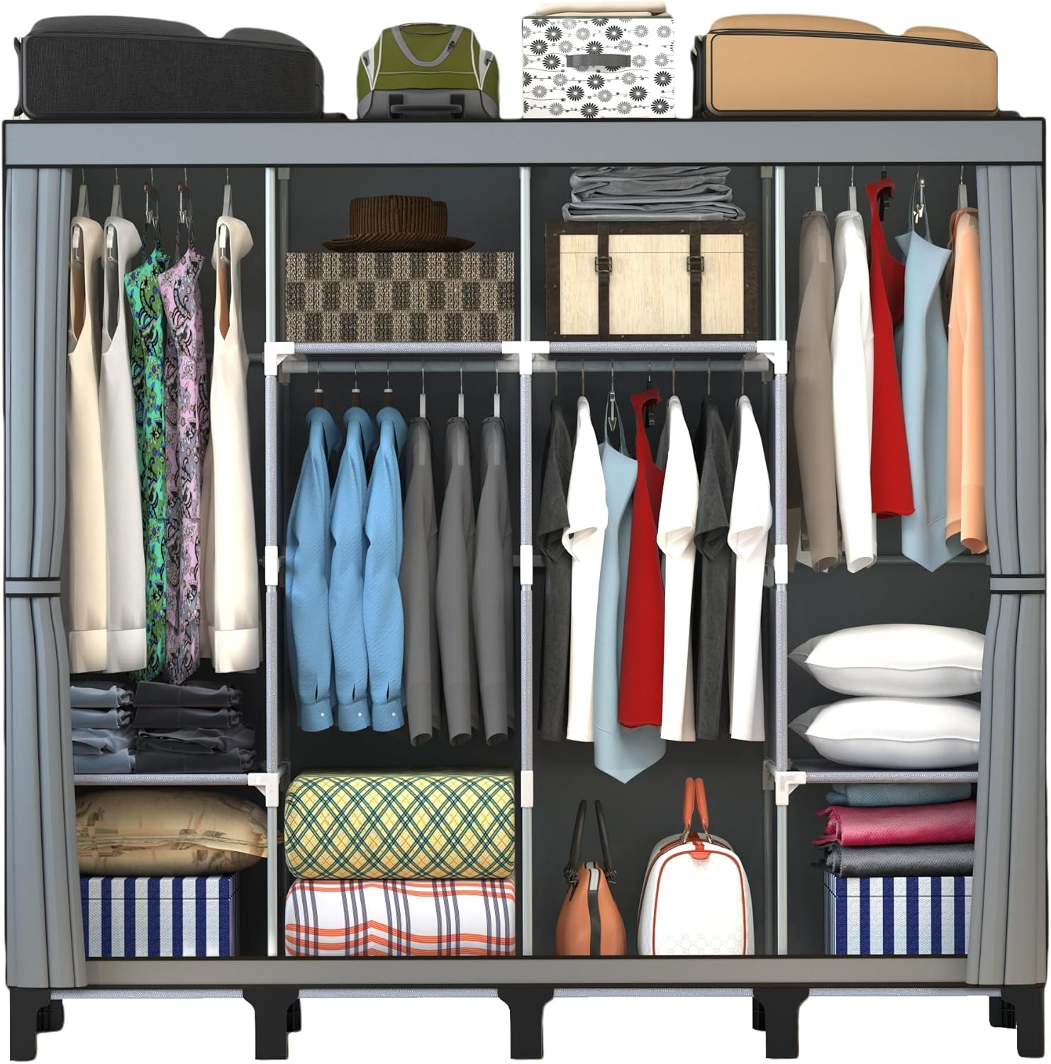 Non-Woven Wardrobe, No Tools Required, Large Capacity, Easy Assembly, Movable, S