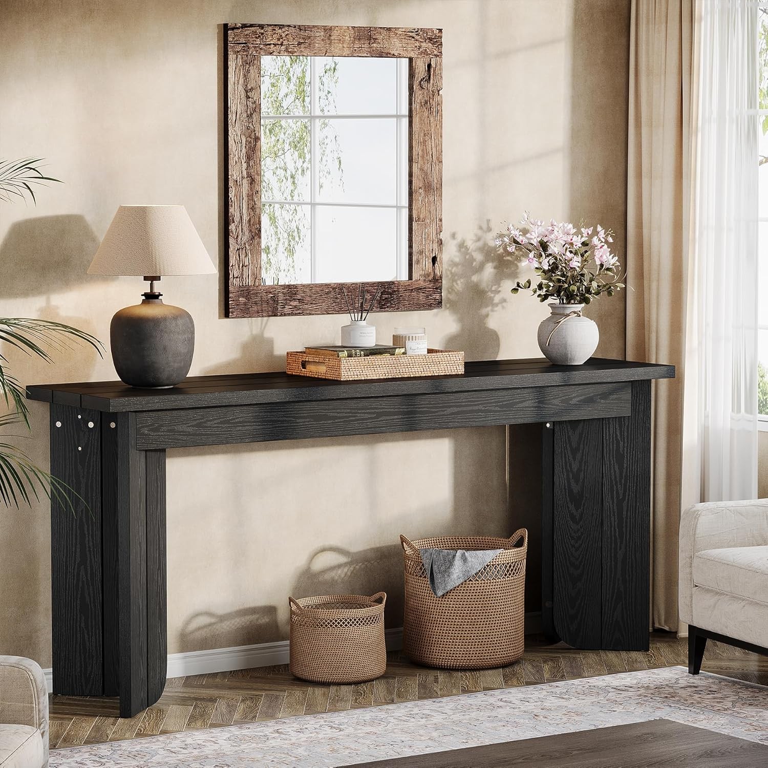 70.9-Inch Extra Long Console Table, Farmhouse Sofa Table with Widened Tabletop