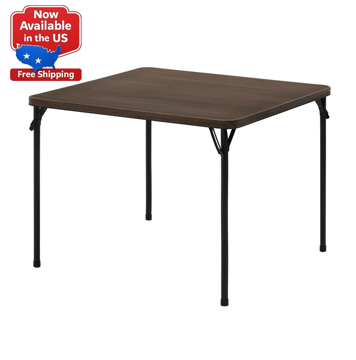 Mainstays 34″ Fixed Table Top Folding Legs Card Table, Walnut