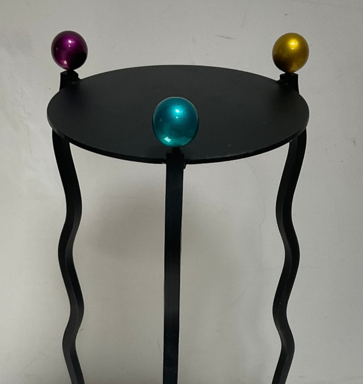 Rick Martin Post Modern Memphis Style Metal Accent Table or Plant Stand VTG 90s