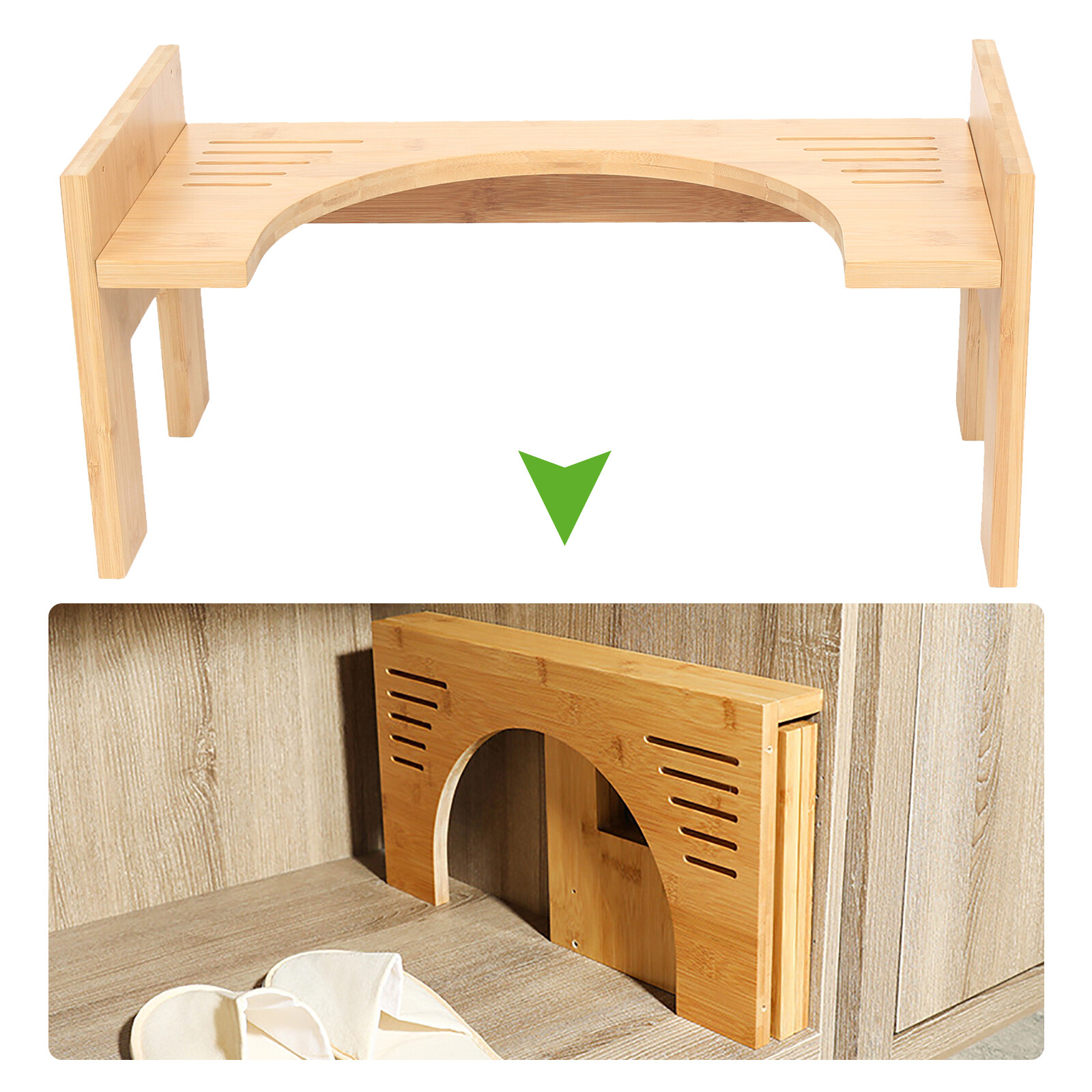 Bamboo Adjustable Toilet Stool, 7-9 Inches Bamboo Potty Stool, Poop Stool