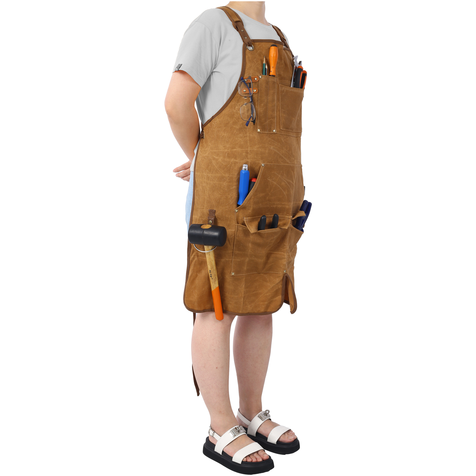 Long Heavy Duty Waxed Canvas Tool Apron Carpenter Aprons Woodworking Aprons Carp