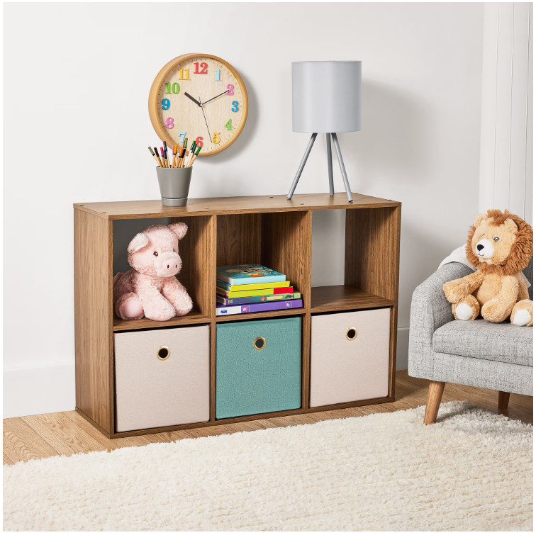 Mainstays 6 Cube Storage Organizer, Warm Walnut