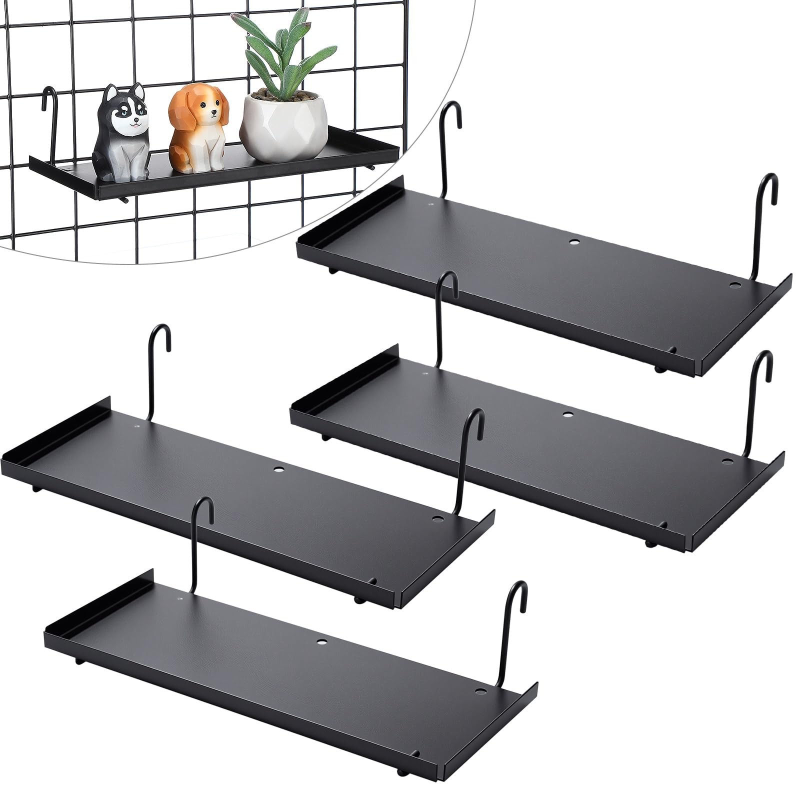4 Pcs Gridwall Shelf Hooks Rack and Hanging Shelf for Wire Grid Panel Grid Pa…