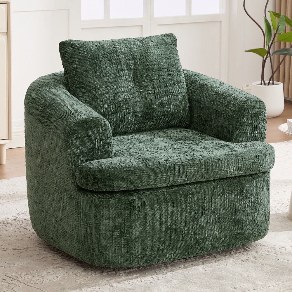 36.6 in Swivel Round Chair with Duallayer Cushion Design for Living Room Bedroom