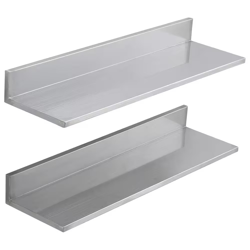 30″ Stainless Steel Wall Shelf with Backsplash, Floating Shelf, 44 lb Capacity N