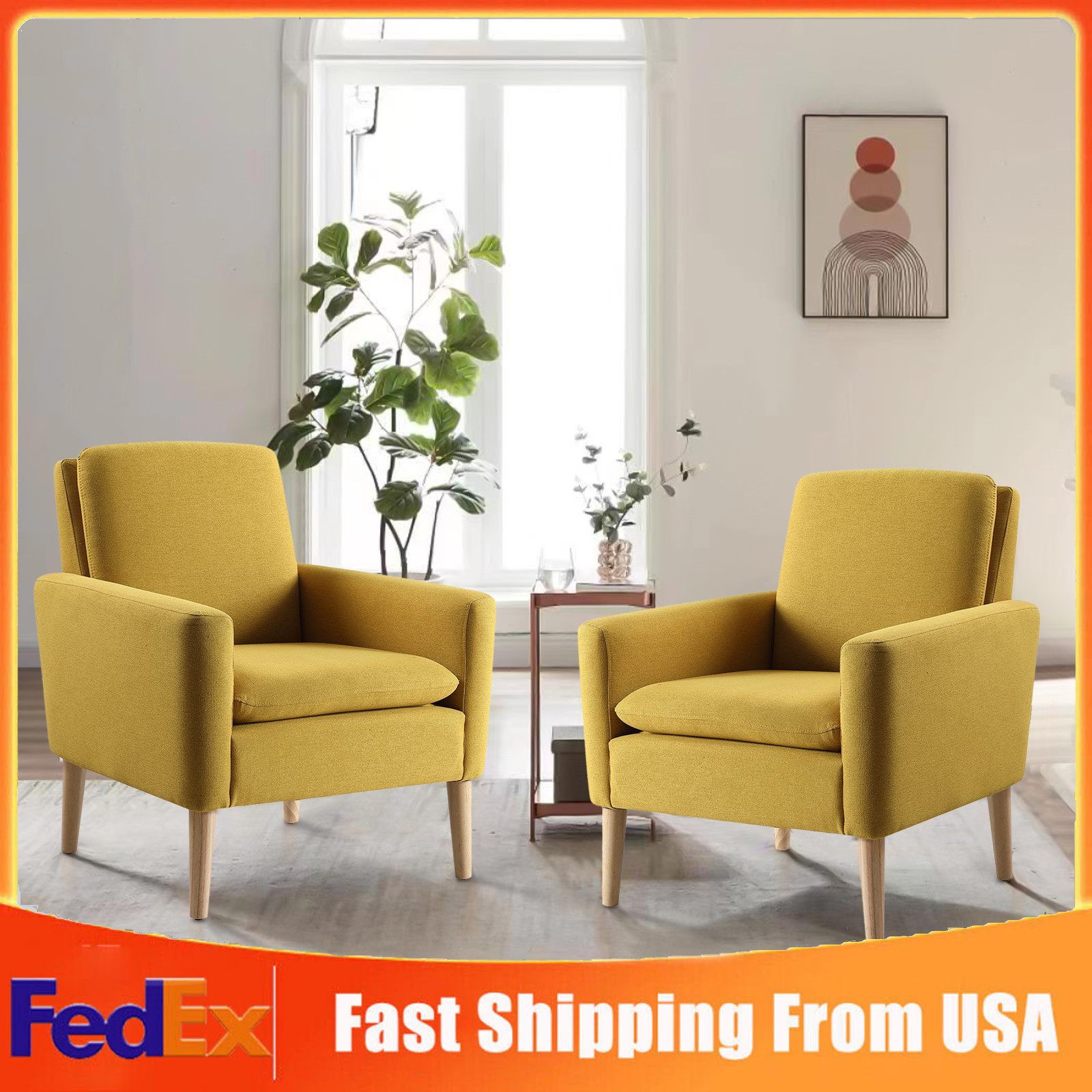Modern Accent Soft Fabric ArmChair Single Sofa Upholstered Arm Chair Living Room