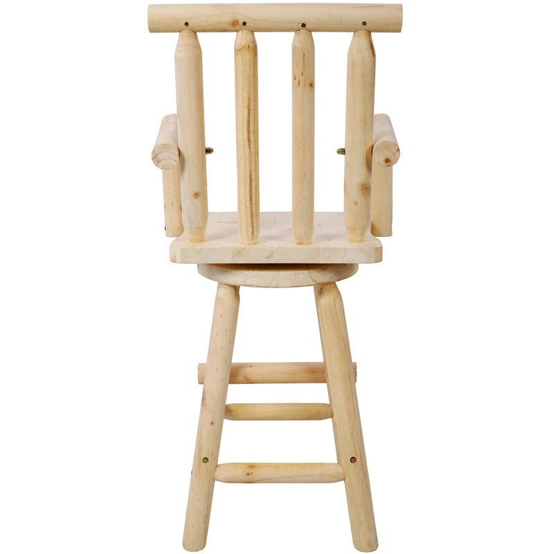 Fir Wood Bar Stool Swivel Counter Height Kitchen Dining Bar Chair with Footrest