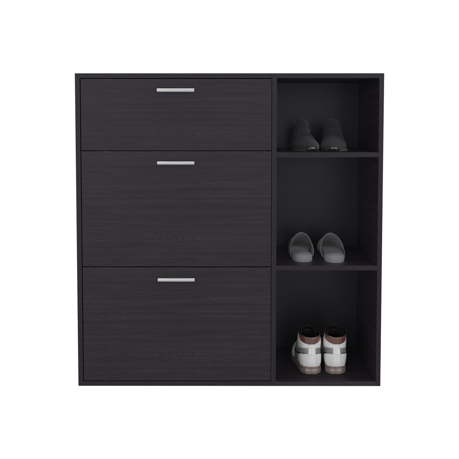 Sierra Shoe Storage Cabinet, 2 Tilt-Out Drawers, 1 Top Drawer, 3 Open Side