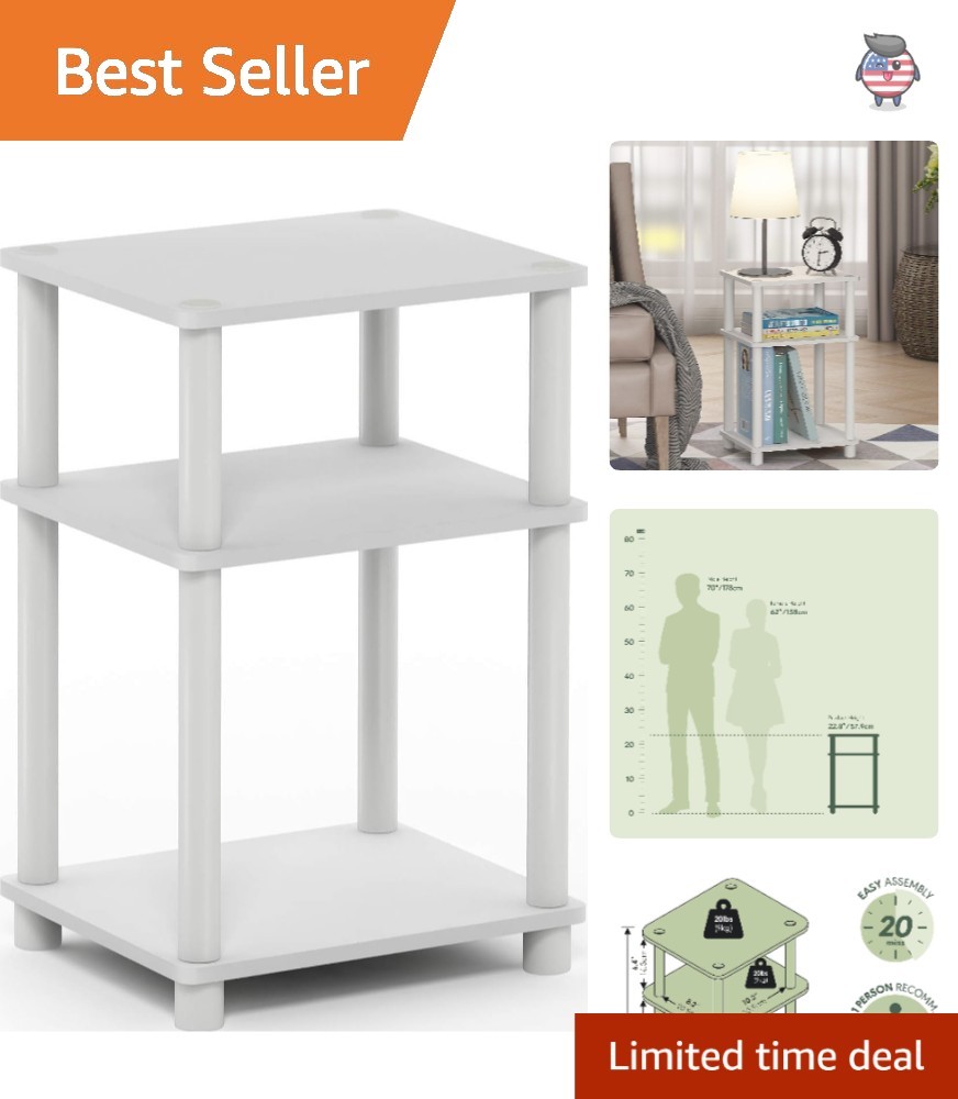 Sustainable 3-Tier Bedside Table—Engineered Wood with Space-Saving Style