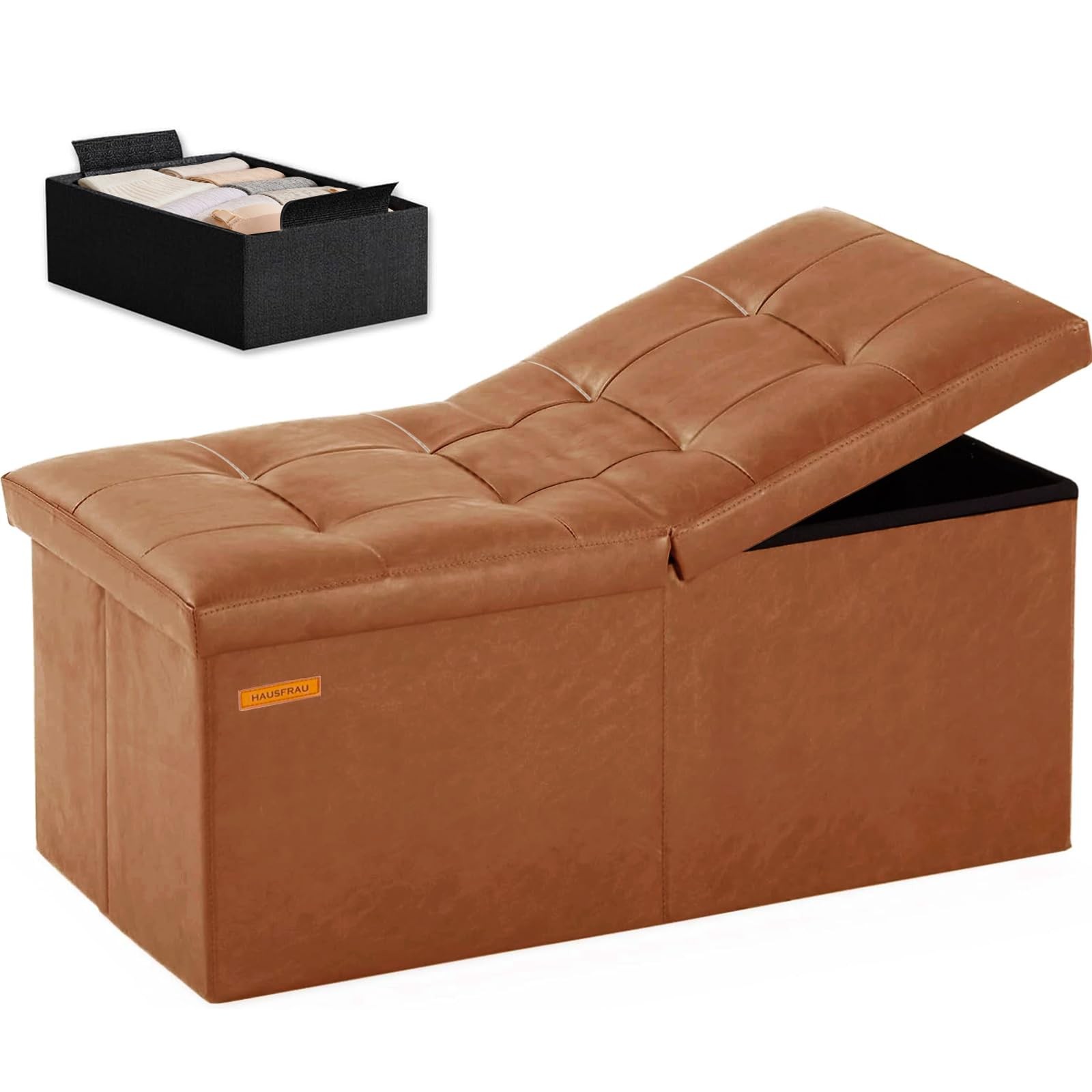 31.5 Inches Ottoman with Storage, Folding Ottoman Bench Small Foot Rest Stool…