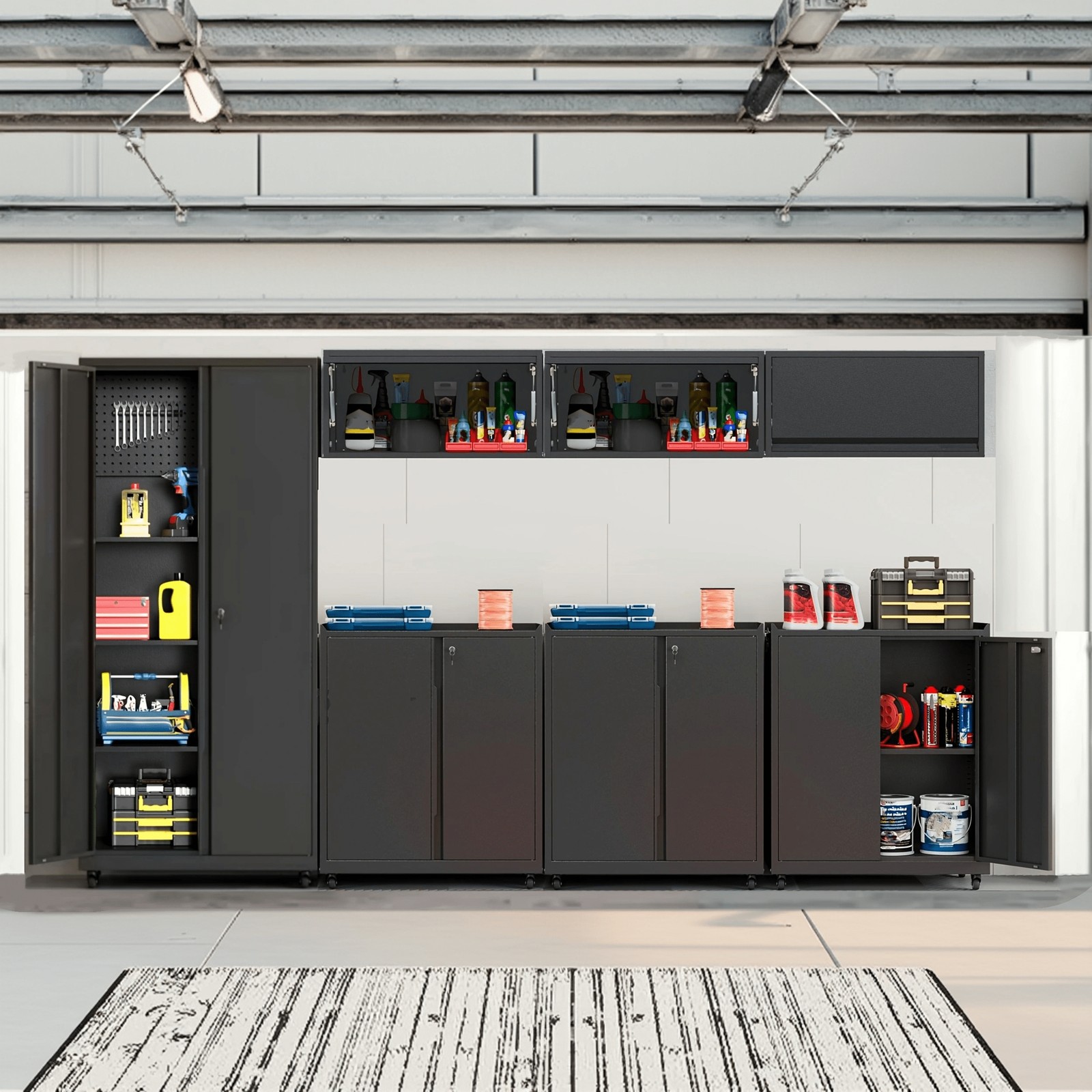 Garage Storage Cabinets System Workshop Set Rolling Tool Chest Kitchen Organizer