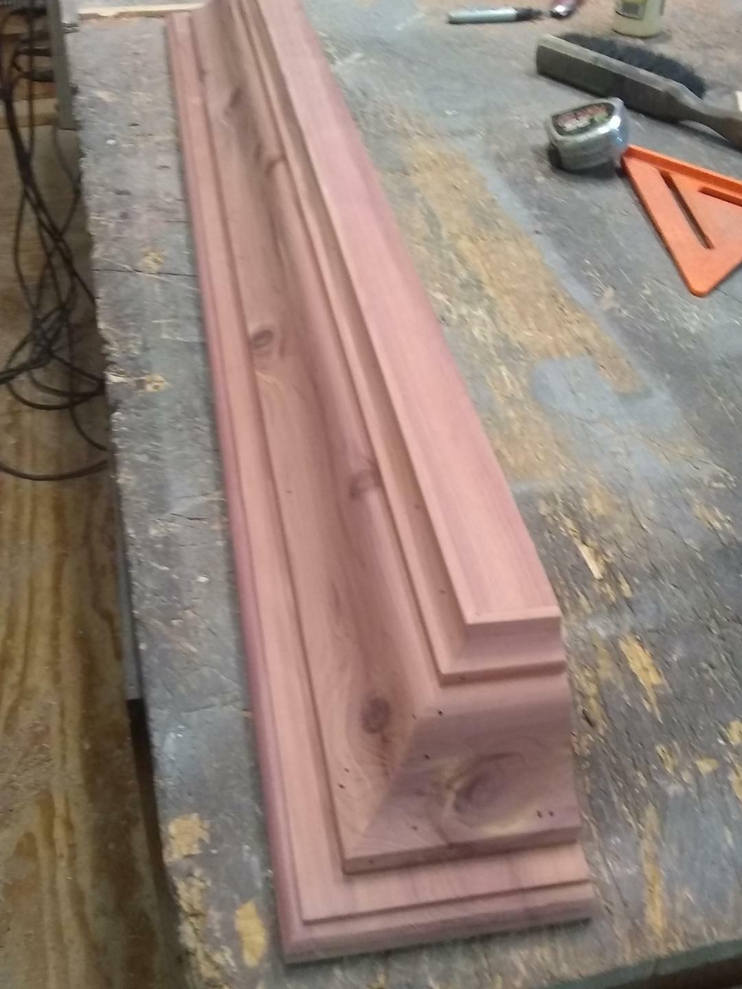 48″ HANDMADE SOLID WESTERN AROMATIC RED CEDAR FLOATING SHELF, 4.1/4″ CROWN MOLD