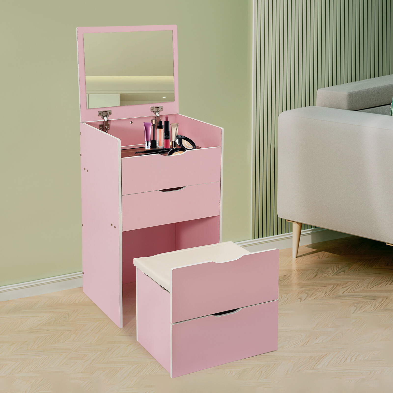 Vanity Desk, Vanity Desk with Makeup Stool, Makeup Vanity Table 48cm