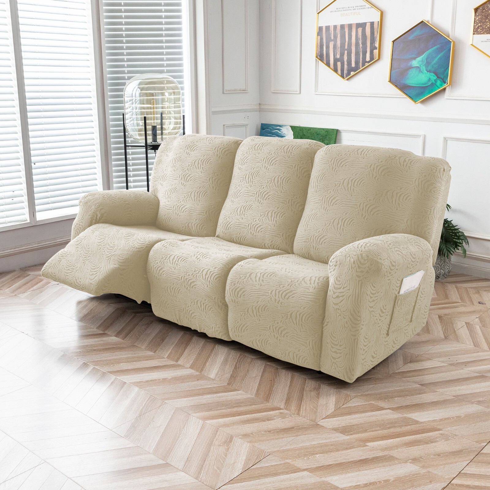 Recliner Chair Cover,Stretch Sofa Cover 3 Seater With Arm Rest, Couch Cover Soft
