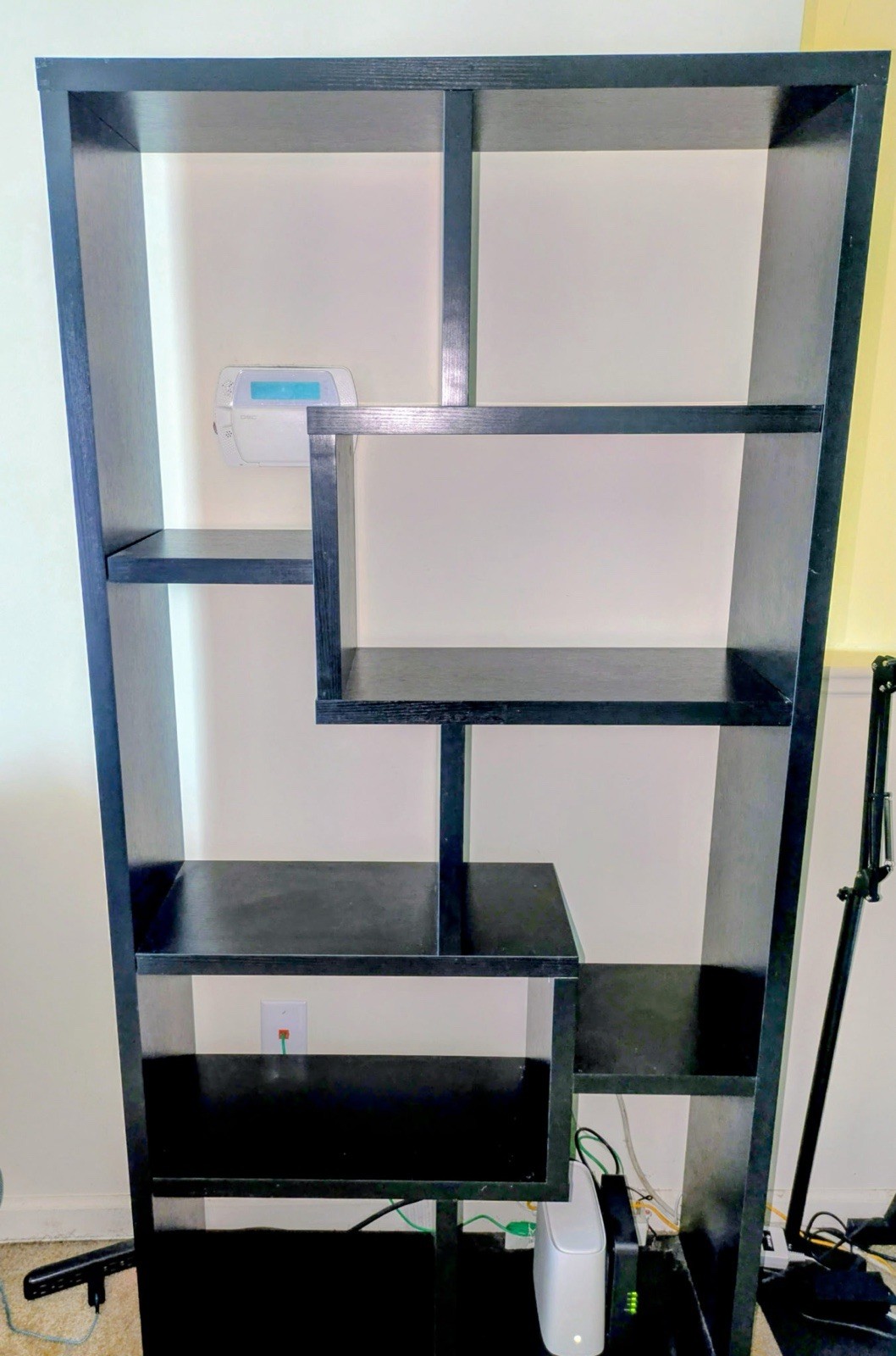 Black Freestanding 5-Shelf Geometric Bookcase Display Shelf, Open Face