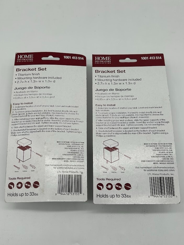 1.5 in. W x 2 in. H Titanium Cube Decorative Shelf Bracket 2 Packs of 2
