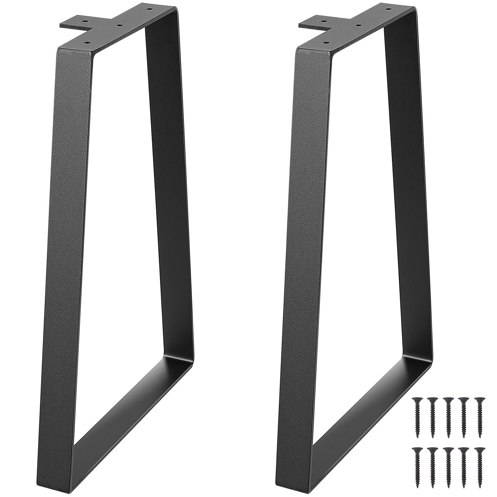 16in Black Steel Table Legs Set of 2, 400lb Load Capacity