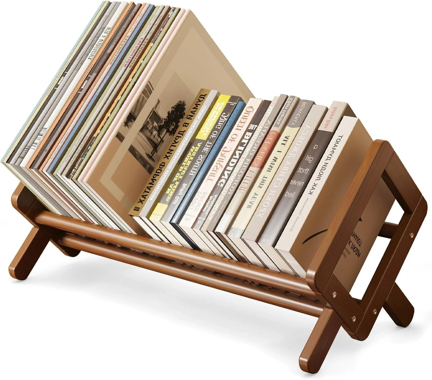 Aofure Premium Desktop Bookshelf, Bamboo Desk Bookshelf, Retro Brown Book Rac…