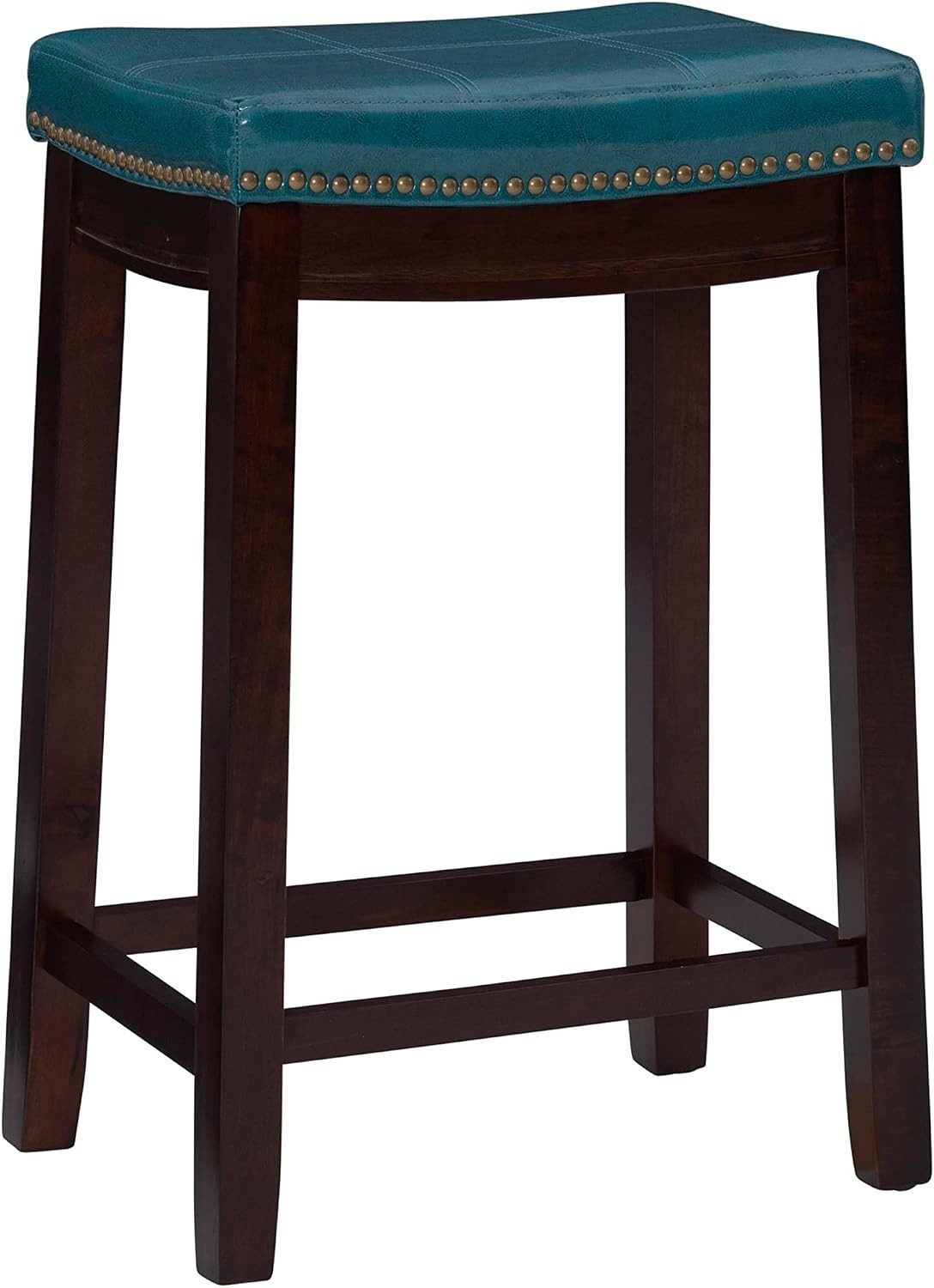 Contemporary Blue Upholstered Counter Stool – Durable Wood Frame, 26.5” Height