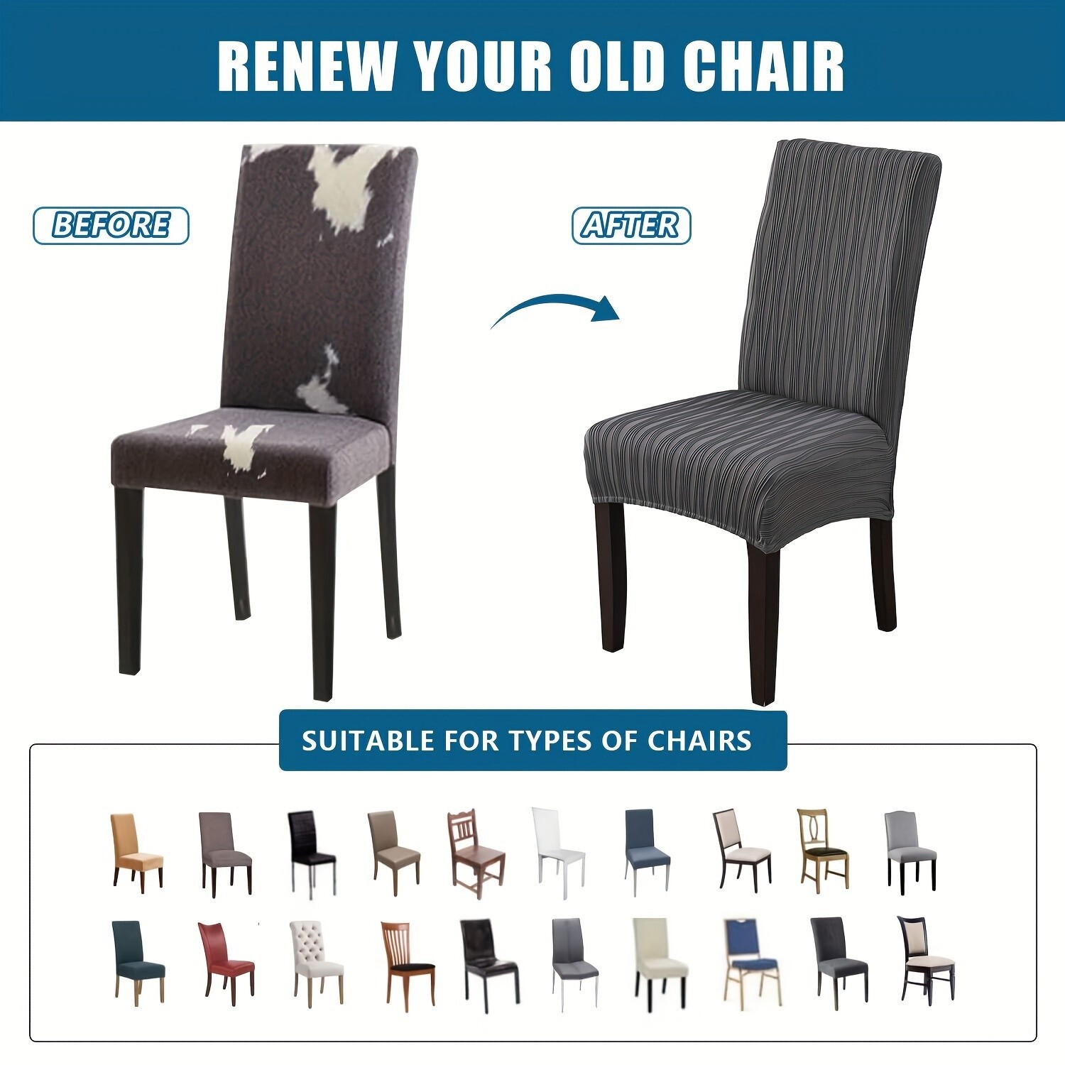 4/6 piece flexible washable dining chair cover for family kitchen banquet hotels