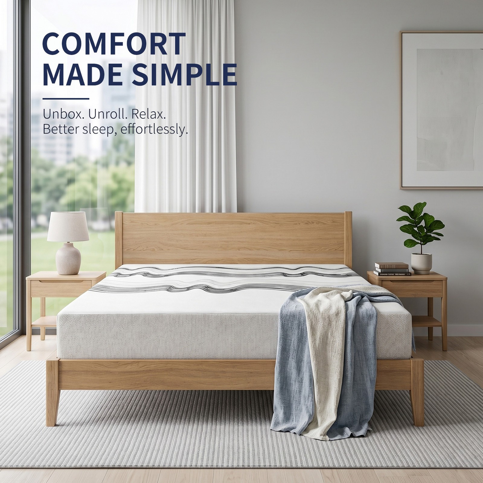 12 Inch Mattress King Size Bed in a Box for Back Pain Relief and Cool Sleep