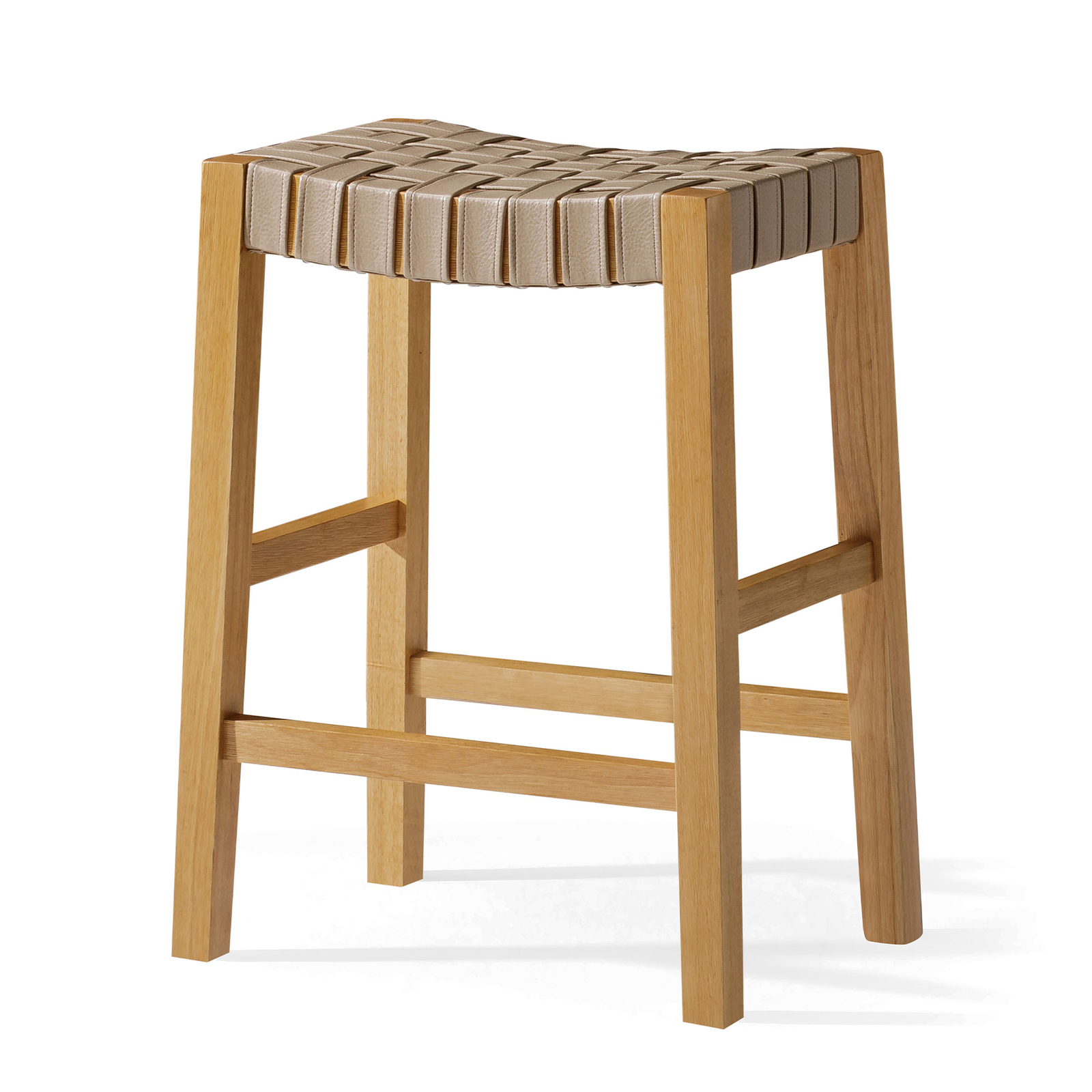 Maven Lane Weathered Natural Wood Finish w/Avanti Bone Vegan Leather n Box)
