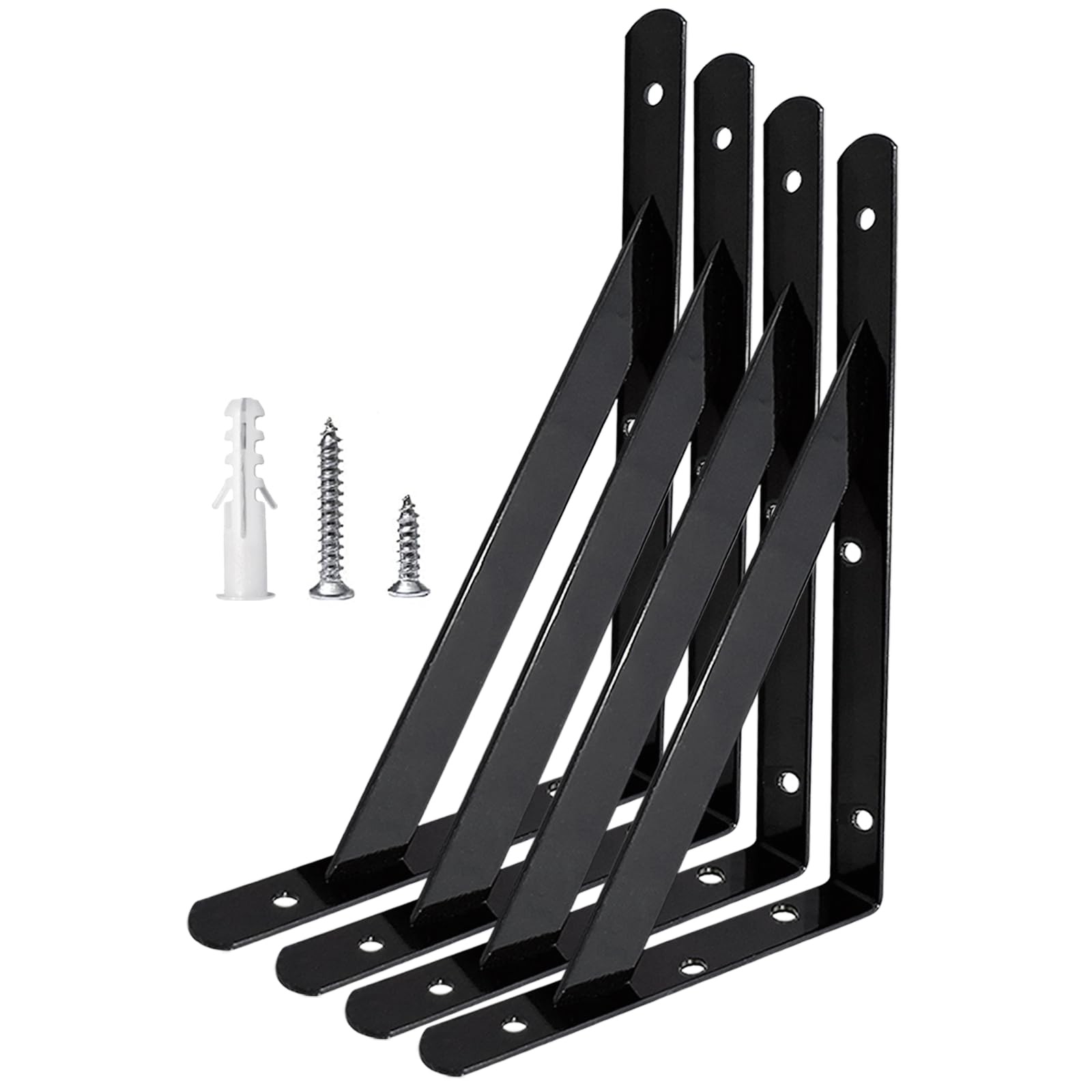 Heavy Duty Shelf Brackets, 10 in X 6 in Black PowderCoated Hidden Shelf Brack…