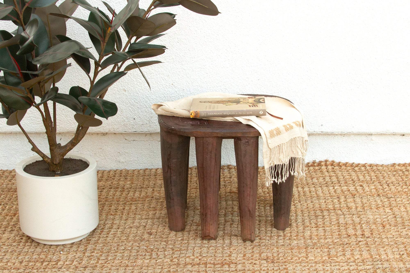 Boho Rustic Carved Nupe Coffee Table