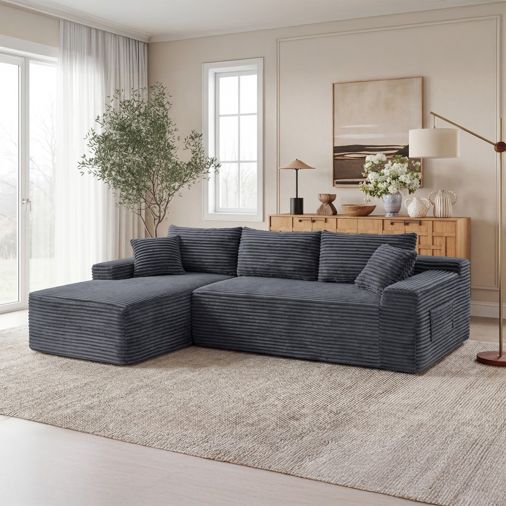 L-Shape Modular Sectional Sofa Couch w/Chaise Living Room Bedroom Corner Sofa