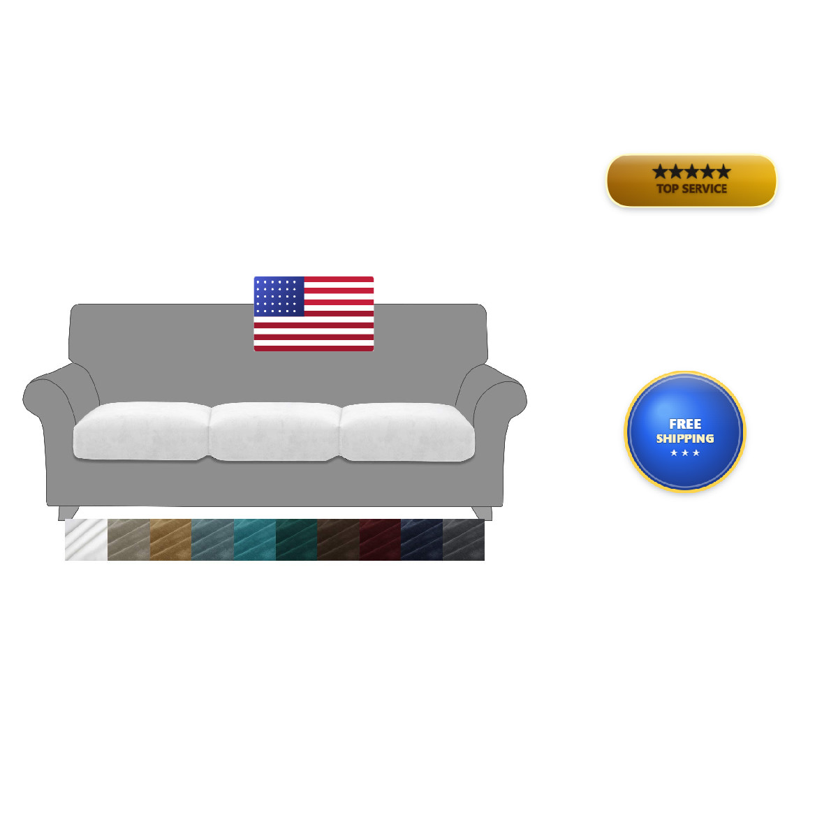 Maxijin Velvet Stretch Seat Cushion Covers Couch Cushion Cover For Individual