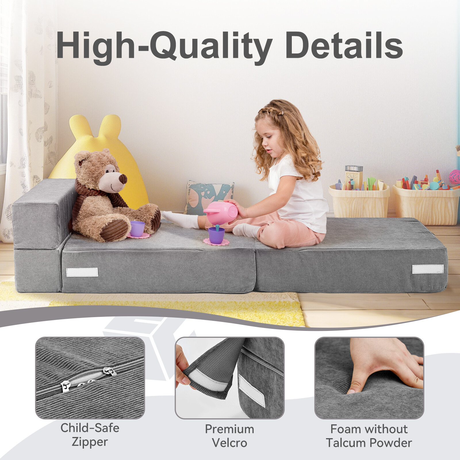 NAIZEA Tri Fold Mattress Memory Foam Mattress Foldable Bed with Washable Cover
