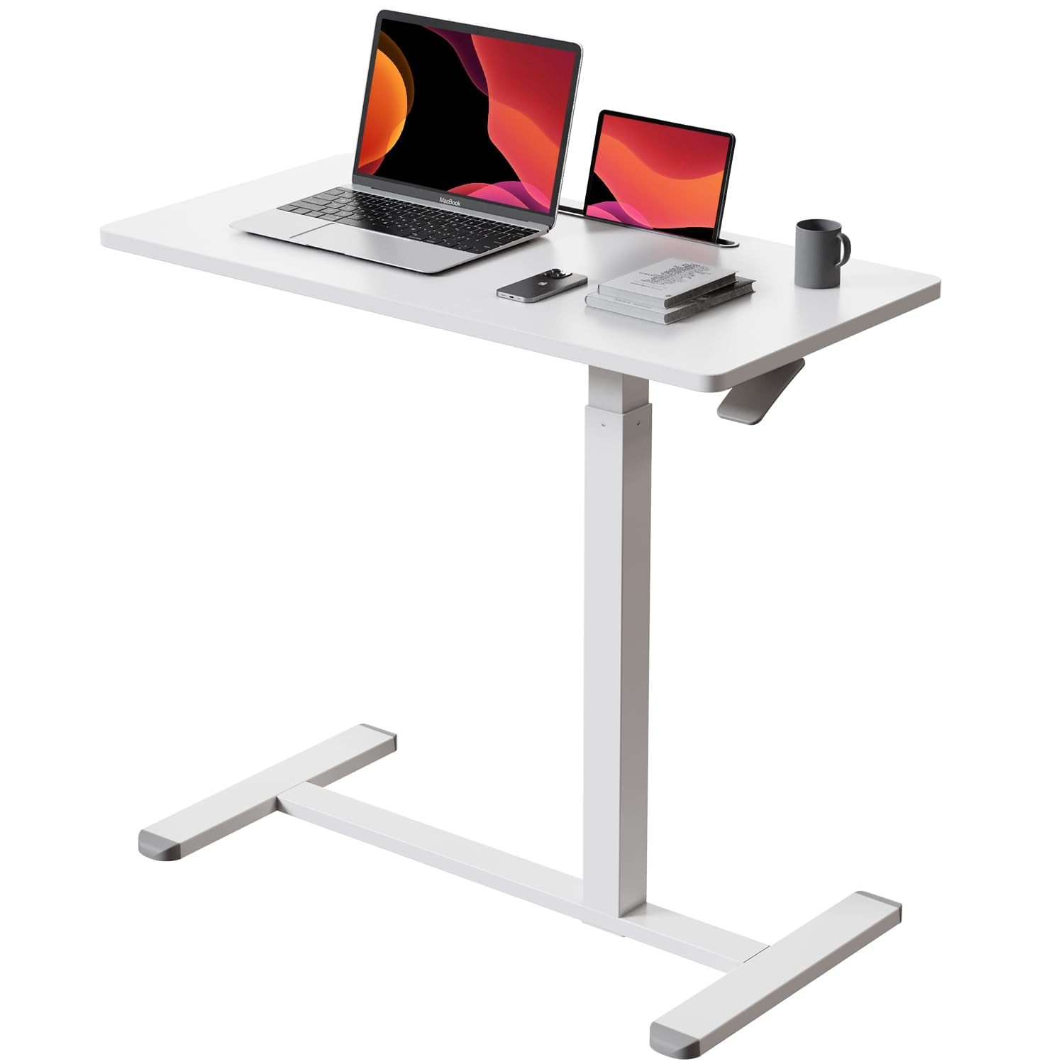 Mobile Standing Desk, 32Inch Pneumatic Adjustable Rolling Desk, Portable Lapt…