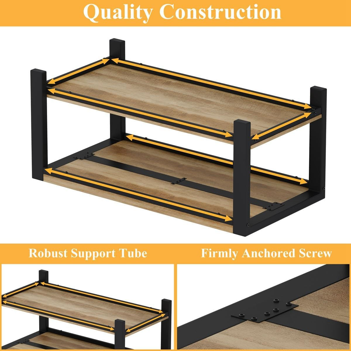 Vintage Oak Rectangle Coffee Table for Farmhouse Living Room, 43 Inch