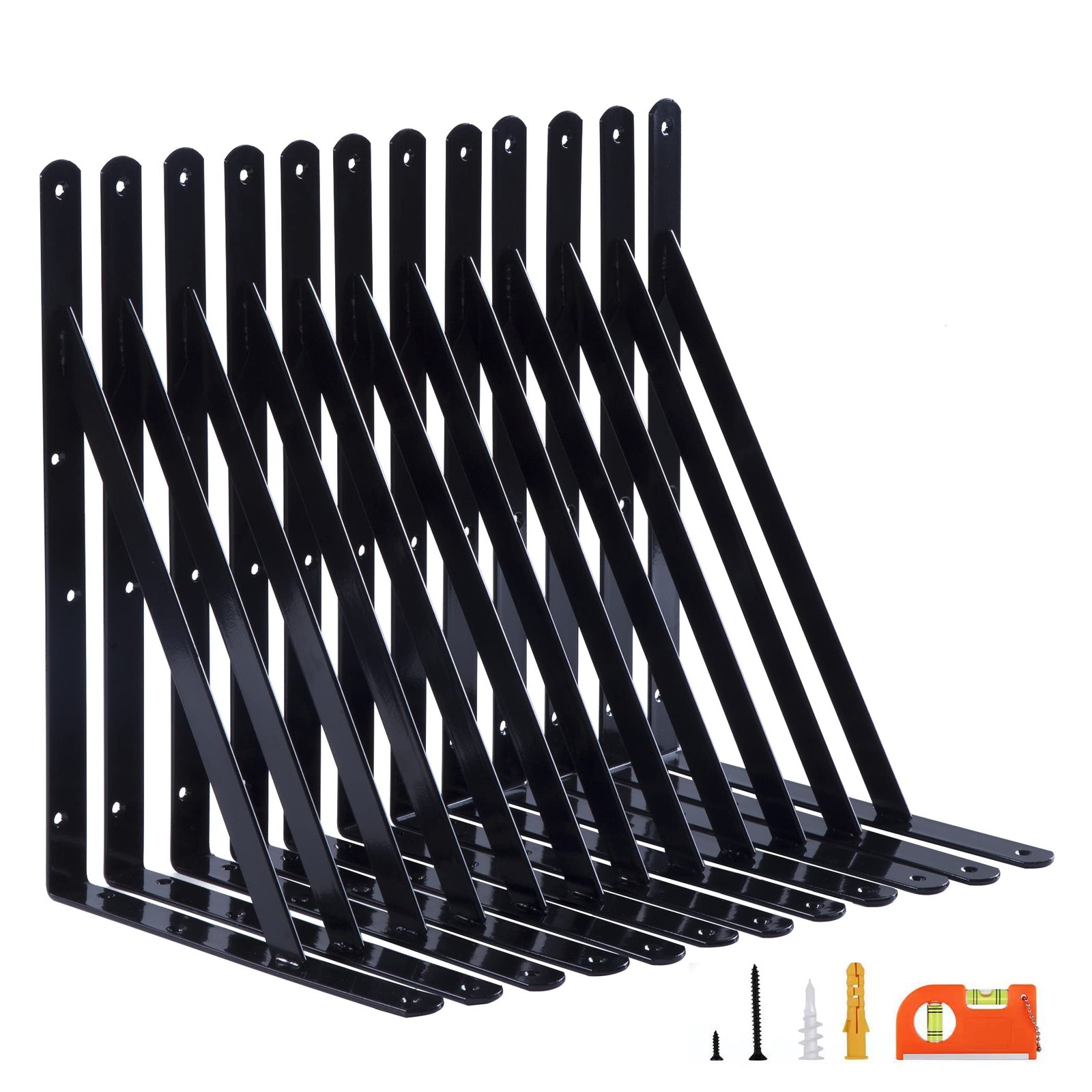 12-Pack 14 Inch Heavy Duty Shelf Brackets, Large Wall Bracket for Garage Stor…