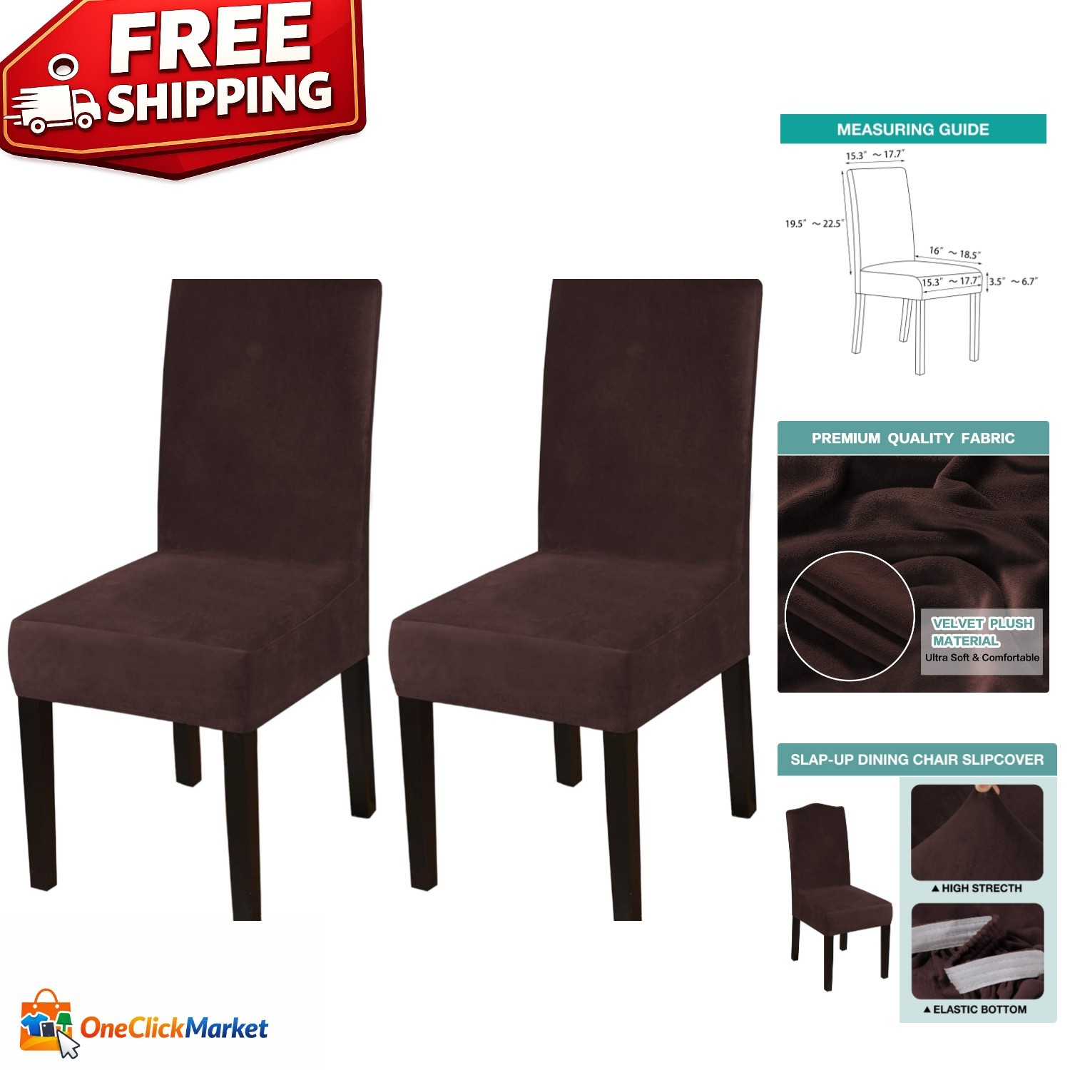Modern Velvet Chair Covers Set of 2 – Durable Removable Slipcovers for Events