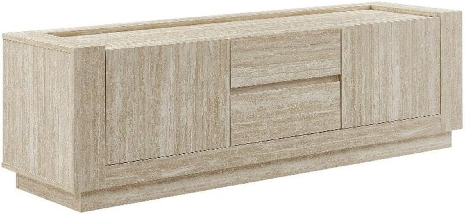 Hollis Faux Travertine TV Console – Stylish & Modern Design