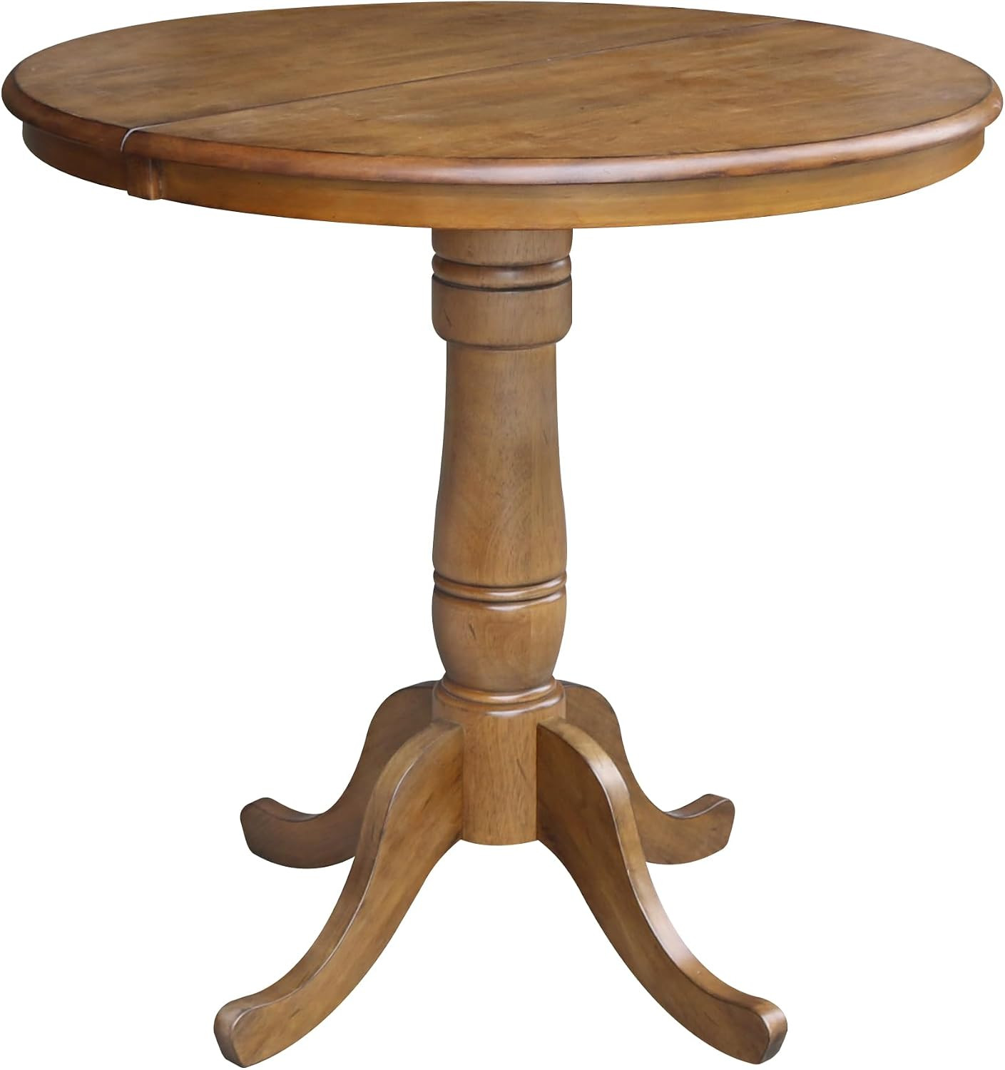 36″ Pedestal Table, 12″ Leaf, Pecan