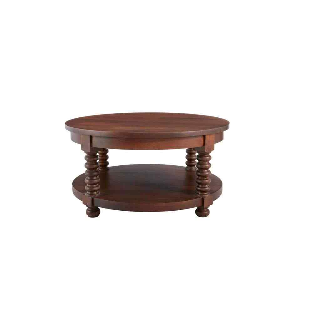 Home Decorators Collection Glenmore Walnut Medium Round Wood Coffee Table