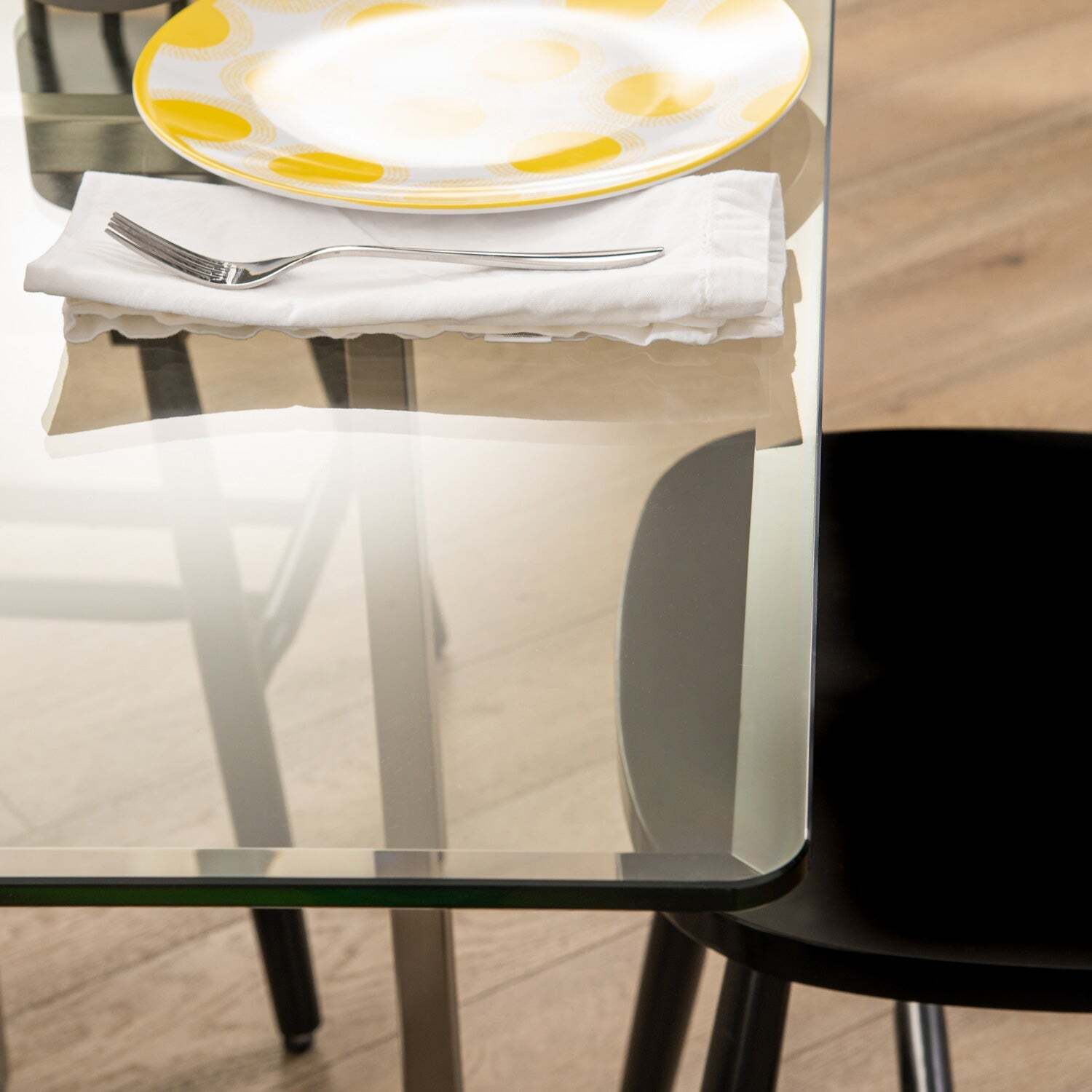 38″ Square Clear Tempered Glass Table Top 3/8″ Thick – Flat Polish Edge