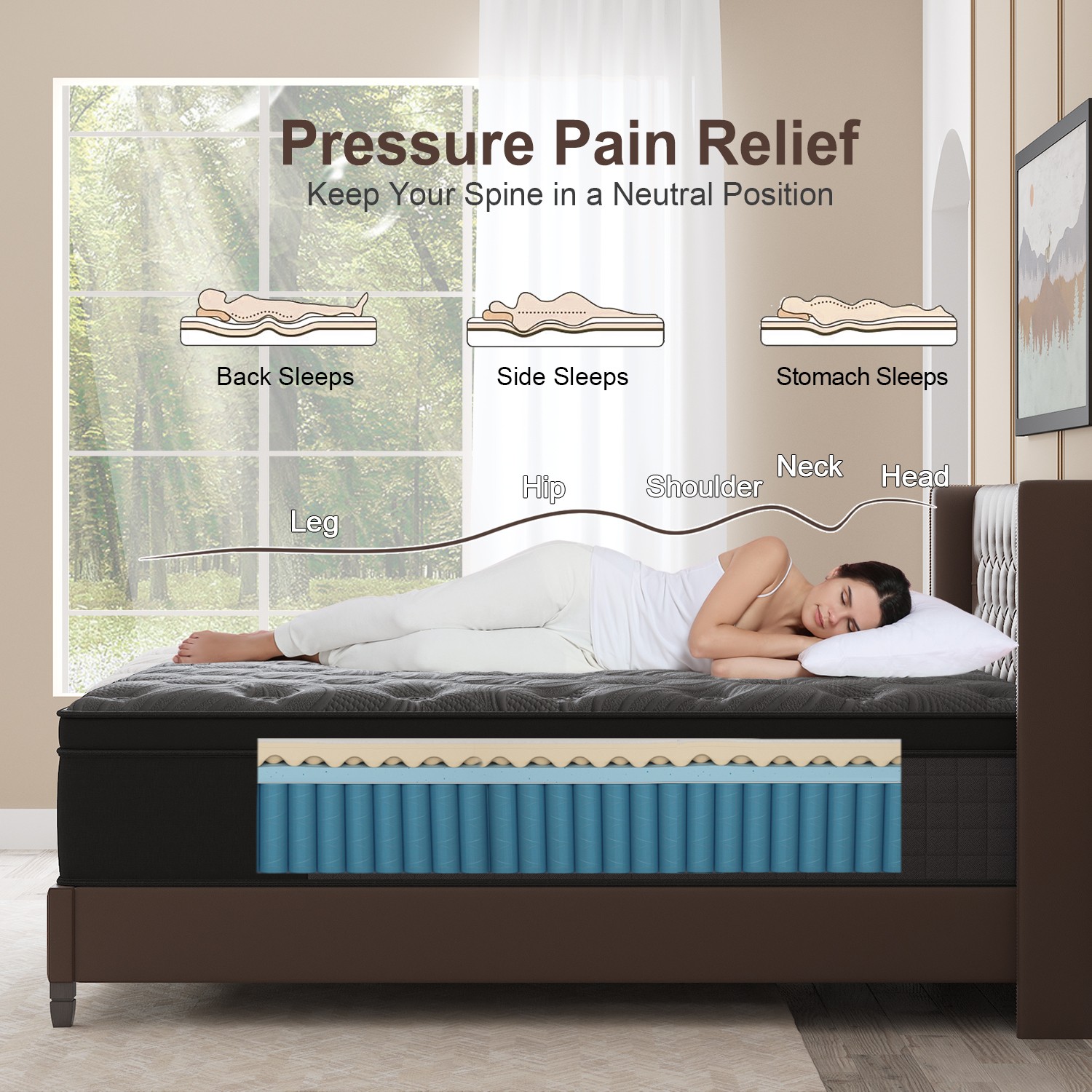 10″12″14″ Twin Full Queen King Size Mattress in a Box Hybrid Spring Memory Foam